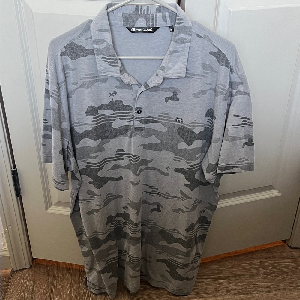 Travis Mathew Gray Camouflage Polo Shirt